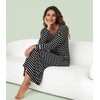 image:imageWiWi Nightgowns for Women Super Soft Sleepwear Long Sleeve V Neck Nightshirts Viscose from Bamboo Cooling Nightdress SXXLAblack White Stripe
