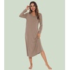image:imageWiWi Nightgowns for Women Super Soft Sleepwear Long Sleeve V Neck Nightshirts Viscose from Bamboo Cooling Nightdress SXXLAcamel