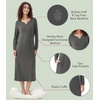 image:imageWiWi Nightgowns for Women Super Soft Sleepwear Long Sleeve V Neck Nightshirts Viscose from Bamboo Cooling Nightdress SXXLAcharcoal