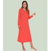 image:imageWiWi Nightgowns for Women Super Soft Sleepwear Long Sleeve V Neck Nightshirts Viscose from Bamboo Cooling Nightdress SXXLAcoral
