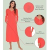 image:imageWiWi Nightgowns for Women Super Soft Sleepwear Long Sleeve V Neck Nightshirts Viscose from Bamboo Cooling Nightdress SXXLAcoral