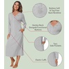 image:imageWiWi Nightgowns for Women Super Soft Sleepwear Long Sleeve V Neck Nightshirts Viscose from Bamboo Cooling Nightdress SXXLAgrey White Stripe