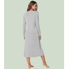 image:imageWiWi Nightgowns for Women Super Soft Sleepwear Long Sleeve V Neck Nightshirts Viscose from Bamboo Cooling Nightdress SXXLAgrey White Stripe