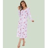 image:imageWiWi Nightgowns for Women Super Soft Sleepwear Long Sleeve V Neck Nightshirts Viscose from Bamboo Cooling Nightdress SXXLAgreyPeony