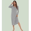image:imageWiWi Nightgowns for Women Super Soft Sleepwear Long Sleeve V Neck Nightshirts Viscose from Bamboo Cooling Nightdress SXXLAheather Grey