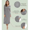 image:imageWiWi Nightgowns for Women Super Soft Sleepwear Long Sleeve V Neck Nightshirts Viscose from Bamboo Cooling Nightdress SXXLAheather Grey Stripe