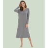 image:imageWiWi Nightgowns for Women Super Soft Sleepwear Long Sleeve V Neck Nightshirts Viscose from Bamboo Cooling Nightdress SXXLAheather Grey Stripe
