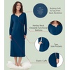 image:imageWiWi Nightgowns for Women Super Soft Sleepwear Long Sleeve V Neck Nightshirts Viscose from Bamboo Cooling Nightdress SXXLAink Blue