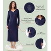 image:imageWiWi Nightgowns for Women Super Soft Sleepwear Long Sleeve V Neck Nightshirts Viscose from Bamboo Cooling Nightdress SXXLAnavy