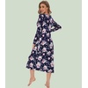 image:imageWiWi Nightgowns for Women Super Soft Sleepwear Long Sleeve V Neck Nightshirts Viscose from Bamboo Cooling Nightdress SXXLAnavyPeony