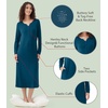image:imageWiWi Nightgowns for Women Super Soft Sleepwear Long Sleeve V Neck Nightshirts Viscose from Bamboo Cooling Nightdress SXXLApeacock Blue