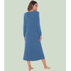 image:imageWiWi Nightgowns for Women Super Soft Sleepwear Long Sleeve V Neck Nightshirts Viscose from Bamboo Cooling Nightdress SXXLAprussian Blue