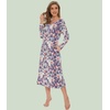image:imageWiWi Nightgowns for Women Super Soft Sleepwear Long Sleeve V Neck Nightshirts Viscose from Bamboo Cooling Nightdress SXXLApurpleFloral