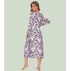 image:imageWiWi Nightgowns for Women Super Soft Sleepwear Long Sleeve V Neck Nightshirts Viscose from Bamboo Cooling Nightdress SXXLApurpleFloral