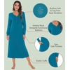 image:imageWiWi Nightgowns for Women Super Soft Sleepwear Long Sleeve V Neck Nightshirts Viscose from Bamboo Cooling Nightdress SXXLAteal Blue
