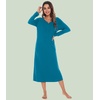 image:imageWiWi Nightgowns for Women Super Soft Sleepwear Long Sleeve V Neck Nightshirts Viscose from Bamboo Cooling Nightdress SXXLAteal Blue