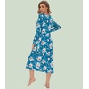 image:imageWiWi Nightgowns for Women Super Soft Sleepwear Long Sleeve V Neck Nightshirts Viscose from Bamboo Cooling Nightdress SXXLAteal BluePeony