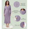 image:imageWiWi Nightgowns for Women Super Soft Sleepwear Long Sleeve V Neck Nightshirts Viscose from Bamboo Cooling Nightdress SXXLAviolet