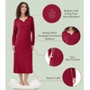 image:imageWiWi Nightgowns for Women Super Soft Sleepwear Long Sleeve V Neck Nightshirts Viscose from Bamboo Cooling Nightdress SXXLAwine Red
