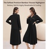 image:imageWiWi Nightgowns for Women Super Soft Sleepwear Long Sleeve V Neck Nightshirts Viscose from Bamboo Cooling Nightdress SXXLBblack