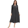 image:imageWiWi Nightgowns for Women Super Soft Sleepwear Long Sleeve V Neck Nightshirts Viscose from Bamboo Cooling Nightdress SXXLBcharcoal Heather