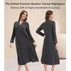 image:imageWiWi Nightgowns for Women Super Soft Sleepwear Long Sleeve V Neck Nightshirts Viscose from Bamboo Cooling Nightdress SXXLBcharcoal Heather