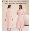 image:imageWiWi Nightgowns for Women Super Soft Sleepwear Long Sleeve V Neck Nightshirts Viscose from Bamboo Cooling Nightdress SXXLBcream Pink
