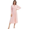 image:imageWiWi Nightgowns for Women Super Soft Sleepwear Long Sleeve V Neck Nightshirts Viscose from Bamboo Cooling Nightdress SXXLBcream Pink