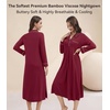 image:imageWiWi Nightgowns for Women Super Soft Sleepwear Long Sleeve V Neck Nightshirts Viscose from Bamboo Cooling Nightdress SXXLBwine