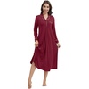 image:imageWiWi Nightgowns for Women Super Soft Sleepwear Long Sleeve V Neck Nightshirts Viscose from Bamboo Cooling Nightdress SXXLBwine