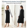 image:imageWiWi Nightgowns for Women Super Soft Sleepwear Long Sleeve V Neck Nightshirts Viscose from Bamboo Cooling Nightdress SXXLCblack