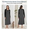 image:imageWiWi Nightgowns for Women Super Soft Sleepwear Long Sleeve V Neck Nightshirts Viscose from Bamboo Cooling Nightdress SXXLCcharcoal Heather