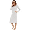 image:imageWiWi Nightgowns for Women Super Soft Viscose from Bamboo Long Sleeve Nightshirts Cooling Sleepwear Plus Size Nightshirts S3XLight Grey