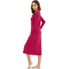image:imageWiWi Nightgowns for Women Super Soft Viscose from Bamboo Long Sleeve Nightshirts Cooling Sleepwear Plus Size Nightshirts S3XRose Red