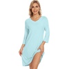 image:imageWiWi Nightgowns for Women Viscose from Bamboo 34 Sleeve Sleepshirt Soft Vneck Nightshirts Loose Sleep Dress SXXLAaqua