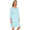 image:imageWiWi Nightgowns for Women Viscose from Bamboo 34 Sleeve Sleepshirt Soft Vneck Nightshirts Loose Sleep Dress SXXLAaqua