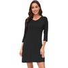 image:imageWiWi Nightgowns for Women Viscose from Bamboo 34 Sleeve Sleepshirt Soft Vneck Nightshirts Loose Sleep Dress SXXLAblack