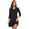 image:imageWiWi Nightgowns for Women Viscose from Bamboo 34 Sleeve Sleepshirt Soft Vneck Nightshirts Loose Sleep Dress SXXLAblack