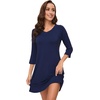 image:imageWiWi Nightgowns for Women Viscose from Bamboo 34 Sleeve Sleepshirt Soft Vneck Nightshirts Loose Sleep Dress SXXLAnavy