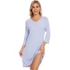 image:imageWiWi Nightgowns for Women Viscose from Bamboo 34 Sleeve Sleepshirt Soft Vneck Nightshirts Loose Sleep Dress SXXLAperiwinkle