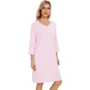 image:imageWiWi Nightgowns for Women Viscose from Bamboo 34 Sleeve Sleepshirt Soft Vneck Nightshirts Loose Sleep Dress SXXLApink