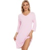 image:imageWiWi Nightgowns for Women Viscose from Bamboo 34 Sleeve Sleepshirt Soft Vneck Nightshirts Loose Sleep Dress SXXLApink