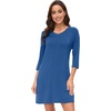 image:imageWiWi Nightgowns for Women Viscose from Bamboo 34 Sleeve Sleepshirt Soft Vneck Nightshirts Loose Sleep Dress SXXLAprussian Blue