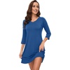 image:imageWiWi Nightgowns for Women Viscose from Bamboo 34 Sleeve Sleepshirt Soft Vneck Nightshirts Loose Sleep Dress SXXLAprussian Blue