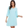 image:imageWiWi Nightgowns for Women Viscose from Bamboo 34 Sleeve Sleepshirt Soft Vneck Nightshirts Loose Sleep Dress SXXLBaqua