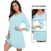 image:imageWiWi Nightgowns for Women Viscose from Bamboo 34 Sleeve Sleepshirt Soft Vneck Nightshirts Loose Sleep Dress SXXLBaqua