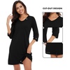 image:imageWiWi Nightgowns for Women Viscose from Bamboo 34 Sleeve Sleepshirt Soft Vneck Nightshirts Loose Sleep Dress SXXLBblack