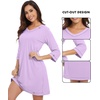 image:imageWiWi Nightgowns for Women Viscose from Bamboo 34 Sleeve Sleepshirt Soft Vneck Nightshirts Loose Sleep Dress SXXLBlight Purple