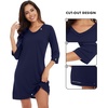 image:imageWiWi Nightgowns for Women Viscose from Bamboo 34 Sleeve Sleepshirt Soft Vneck Nightshirts Loose Sleep Dress SXXLBnavy