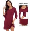 image:imageWiWi Nightgowns for Women Viscose from Bamboo 34 Sleeve Sleepshirt Soft Vneck Nightshirts Loose Sleep Dress SXXLBwine
